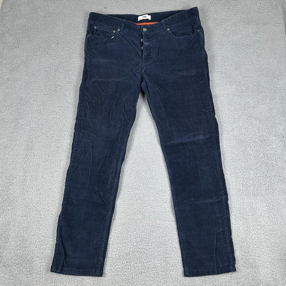 Spoke Pants Mens‎ 36 Blue Fives Corduroy Stretch 5 Pocket Button Fly Slim Fit
